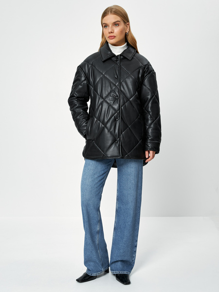 фото Кожаная куртка женская zarina 3122400100 черная l