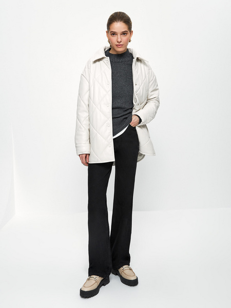 фото Кожаная куртка женская zarina 3122400100 бежевая m