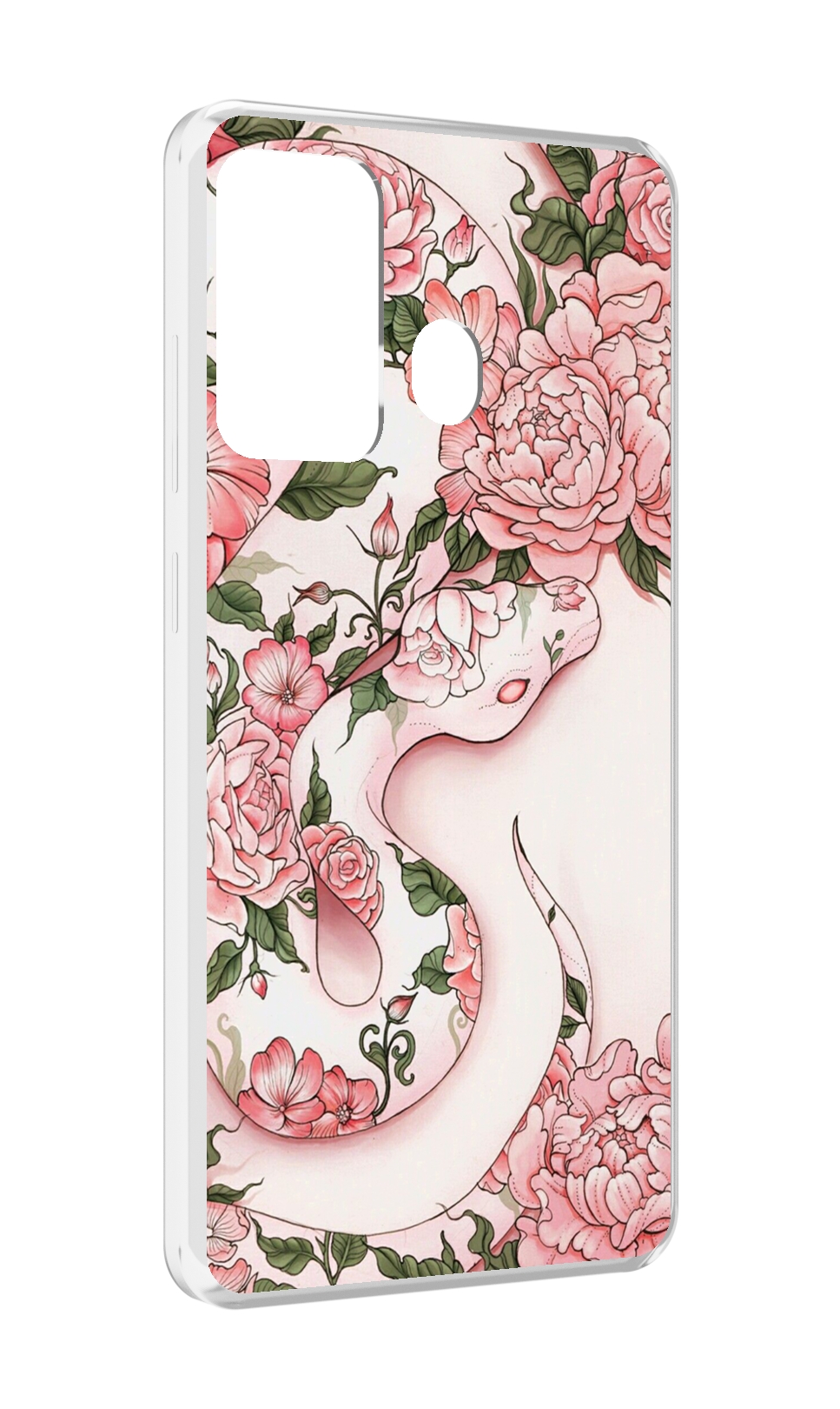 

Чехол MyPads змея-в-розовых-цветах женский для ITEL A27 / ITEL P17, Прозрачный, Tocco