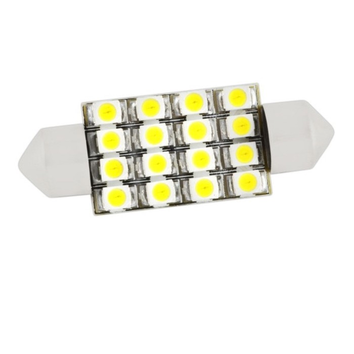 

Лампа светодиодная T11(C5W), 12В 16 SMD диода, c цоколем 39 мм, Skyway,, S08201161 (20 шт)