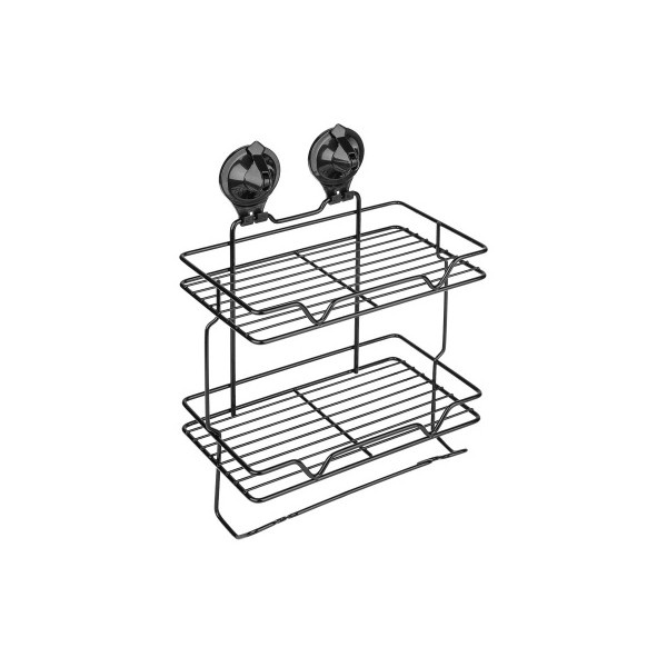 Полка для ванной Sakura двойная, малая, на присоске Air-lock, BI-3113A2, BL, черная