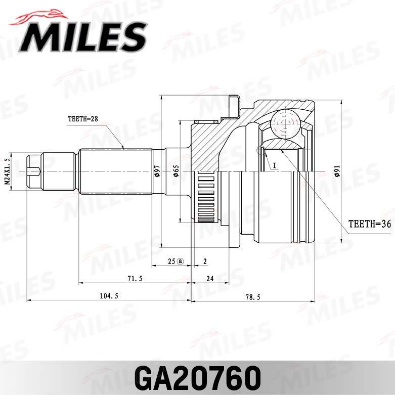 

Шрус Mazda Bt-50 06-11 Ford Ranger 06-11 Нар. Abs Miles ga20760, GA20760