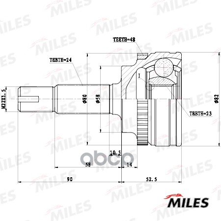 

Шрус Toyota Yaris I/Verso 1.3-1.5Vvti 99-05 Нар. +Abs Miles GA20642, GA20642