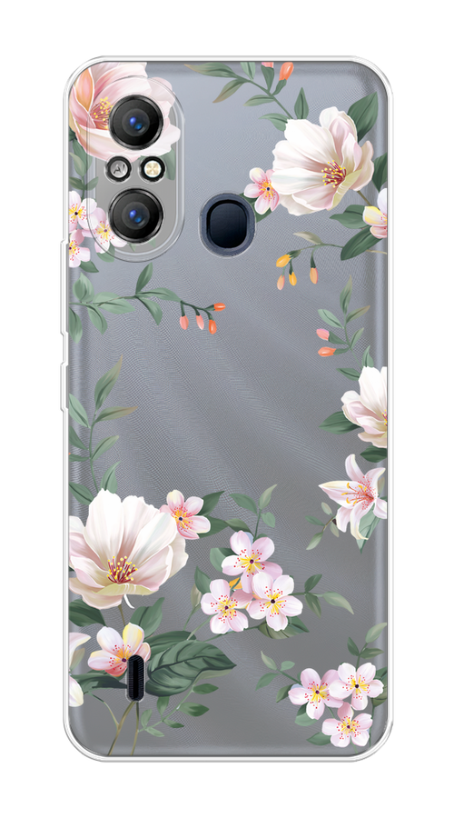 

Чехол на Itel A49 "Beautiful white flowers", Бежевый;зеленый, 3200750-1
