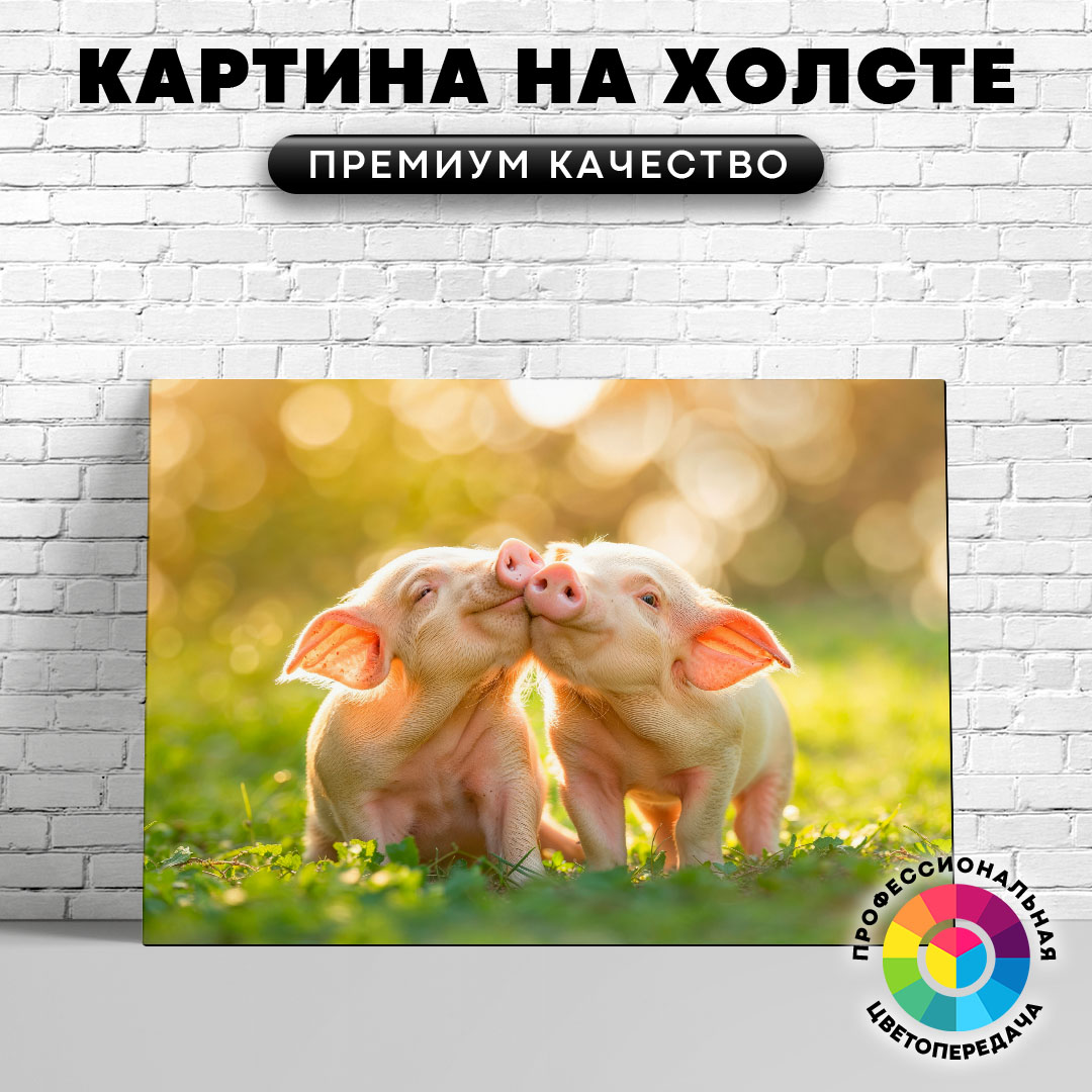 

Картина на холсте Две милых свинки 40х30 см, ЖСВИН
