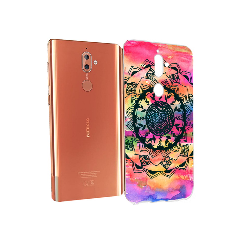 

Чехол MyPads Tocco для Nokia 9 яркая абстракция круглый цветок (PT126479.94.704), Прозрачный, Tocco