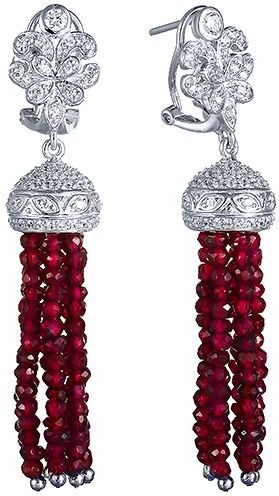 

Серьги женские из серебра Джей Ви EE017956, гранат/фианит, EE017956