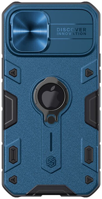 фото Чехол nillkin camshield armor with metal camera cover для iphone 12/12 pro, синий