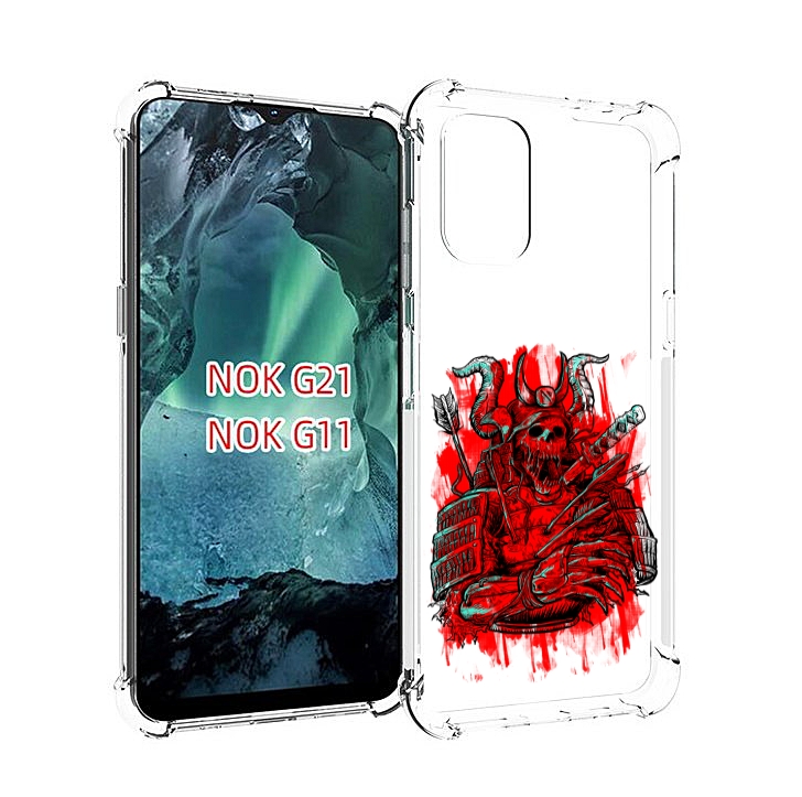 Чехол Mypads Красный Скелет Воин Для Nokia G11/G21