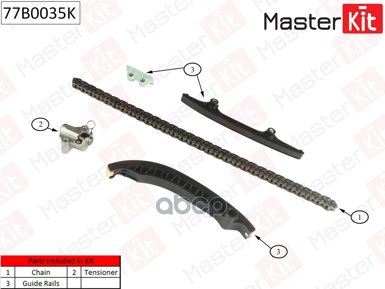 

Комплект Цепи Грм Ford Transit 2,4 Duratorq Tc 10- Без Звездочек 77b0035k MasterKit арт. 7