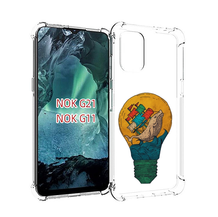 

Чехол MyPads кит в лампочке с парусами для Nokia G11 / G21, Прозрачный, Tocco