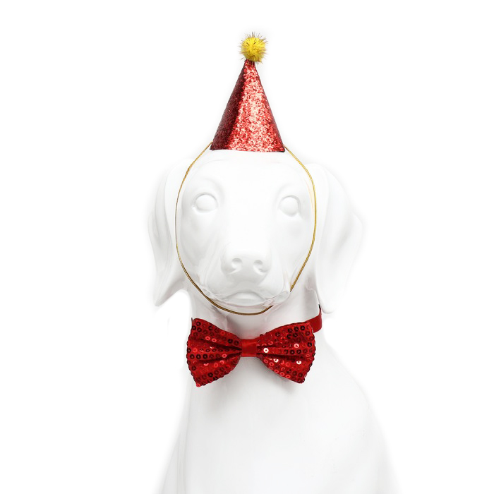 Колпак для собак с бантиком, красный