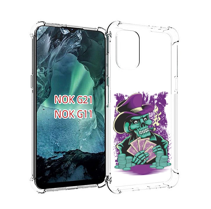 

Чехол Mypads Зеленый Череп С Картами Для Nokia G11/G21, Прозрачный, Tocco
