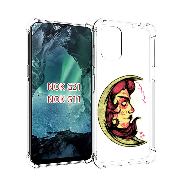

Чехол Mypads Желтый Полумесяц С Лицом Девушки Для Nokia G11/G21, Прозрачный, Tocco