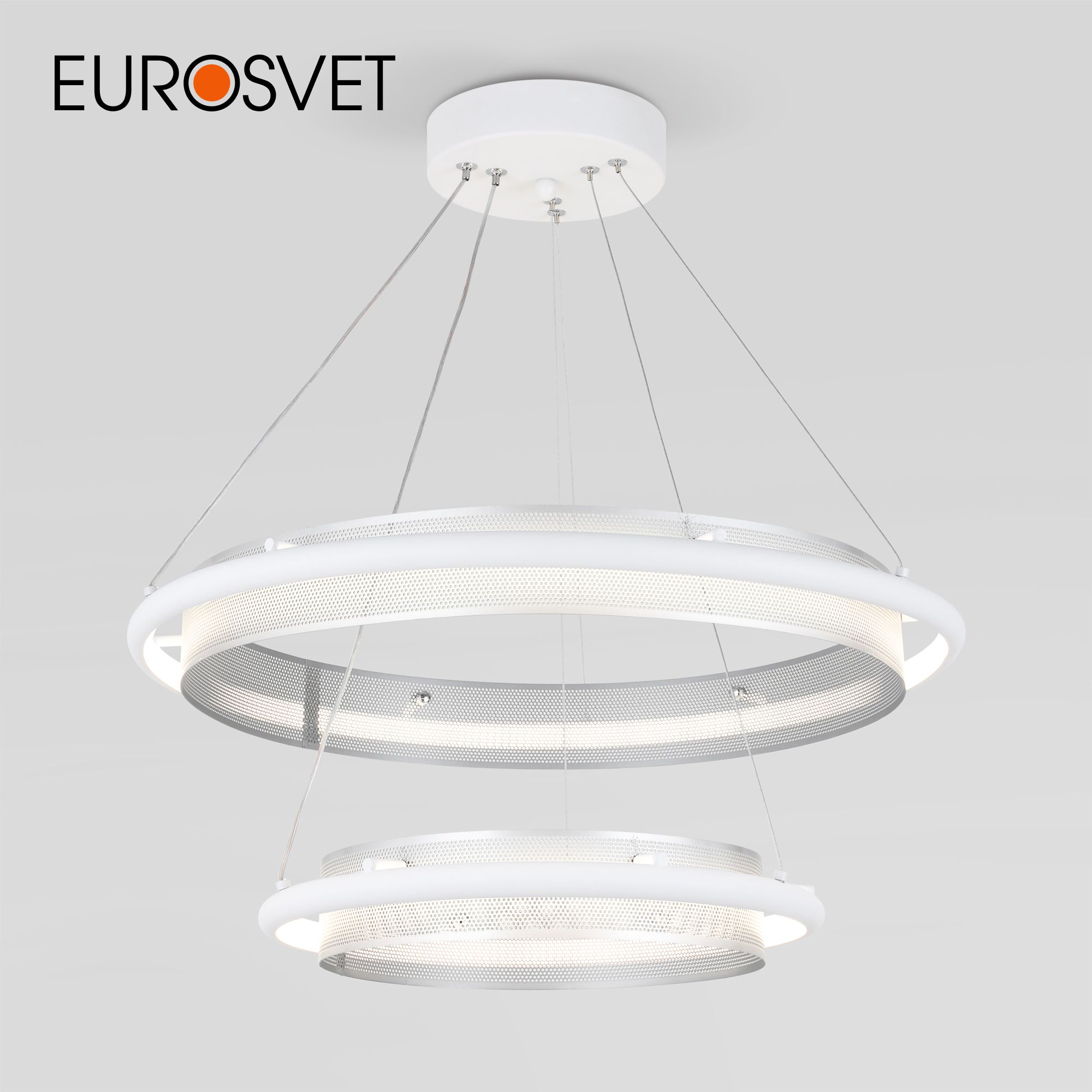 Умная подвесная LED люстра Eurosvet 90241/2 белый/серебро Smart Imperio Minimir Home