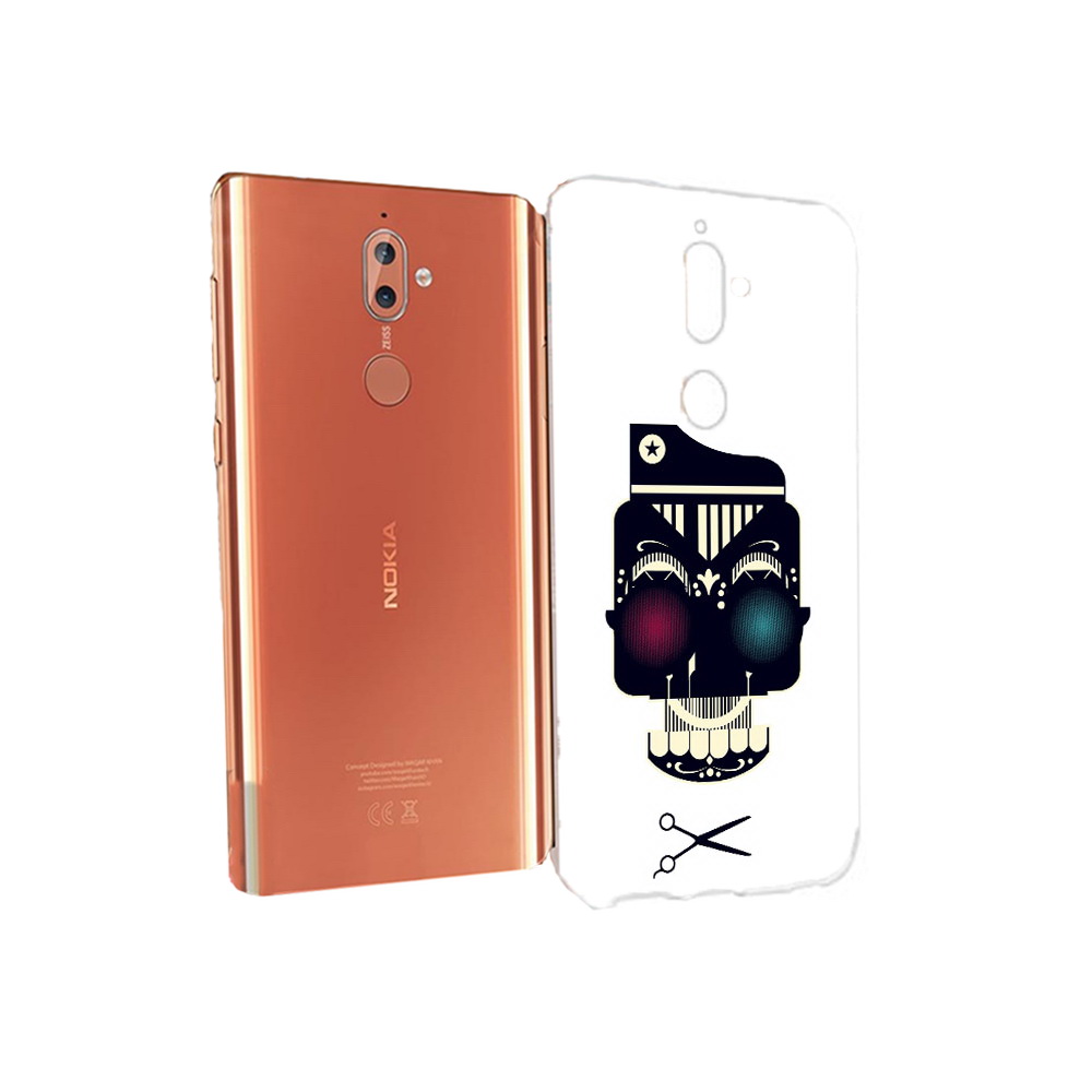 

Чехол MyPads Tocco для Nokia 9 черно белый скелет с яркими глазами (PT126479.94.687), Прозрачный, Tocco