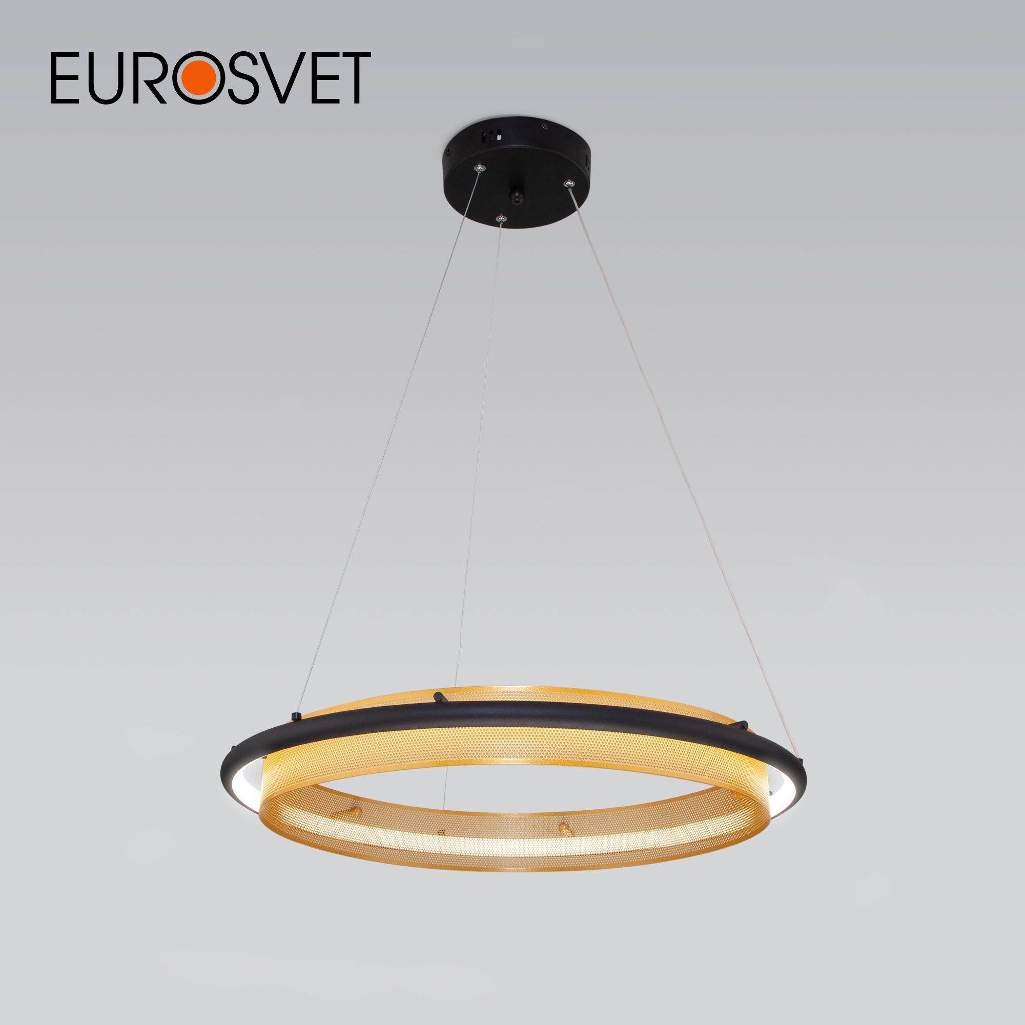 

Умная подвесная LED люстра Eurosvet 90241/1 черный/золото Smart Imperio Minimir Home