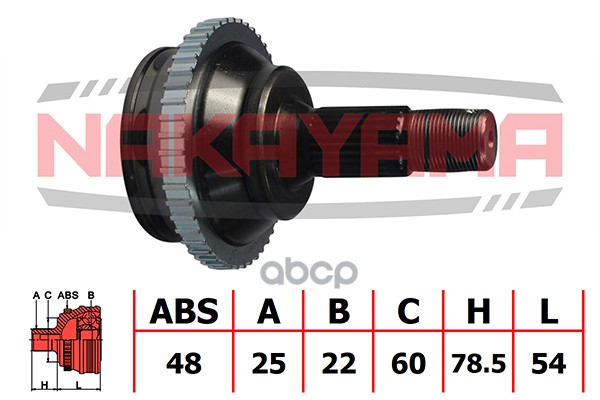 

Шрус Внешн. К-Кт Peugeot 206 1.6 00- (25x22x132.5x60 Abs:48) NAKAYAMA арт. NJ704NY