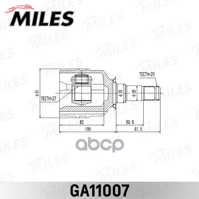 

Шрус Toyota Camry Mcv20/Sxv20 96-01 Внутр. Лев. Miles GA11007, GA11007