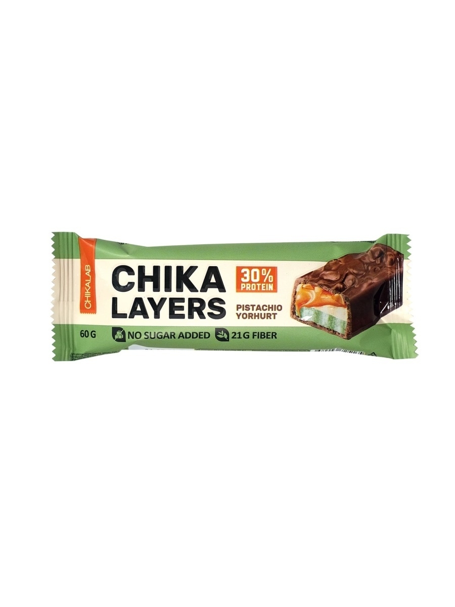 Батончик Bombbar, Chikalab – Chika Layers, 5шт по 60г (Фисташковый йогурт)