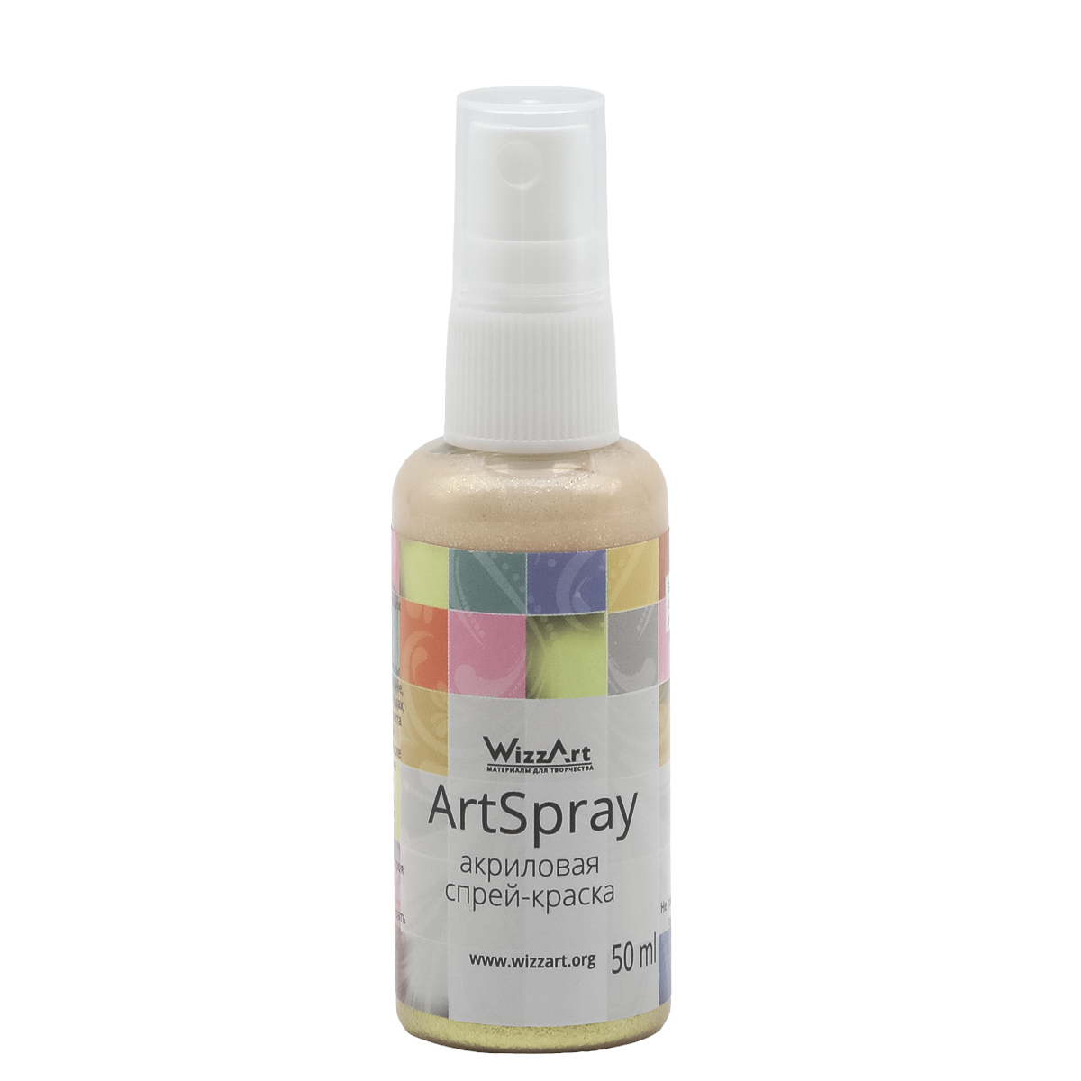 

Краска спрей акриловая во флаконе WizzArt ArtSpray 50 мл (золото мерцающее), Золотистый