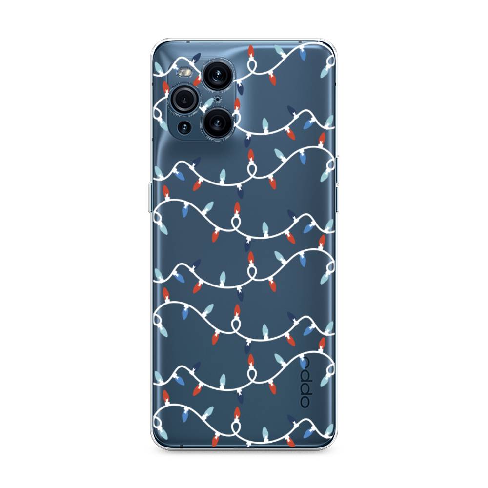 

Чехол для Oppo Find X3 Pro "Разноцветная гирлянда", Белый;красный;синий, 255750-5