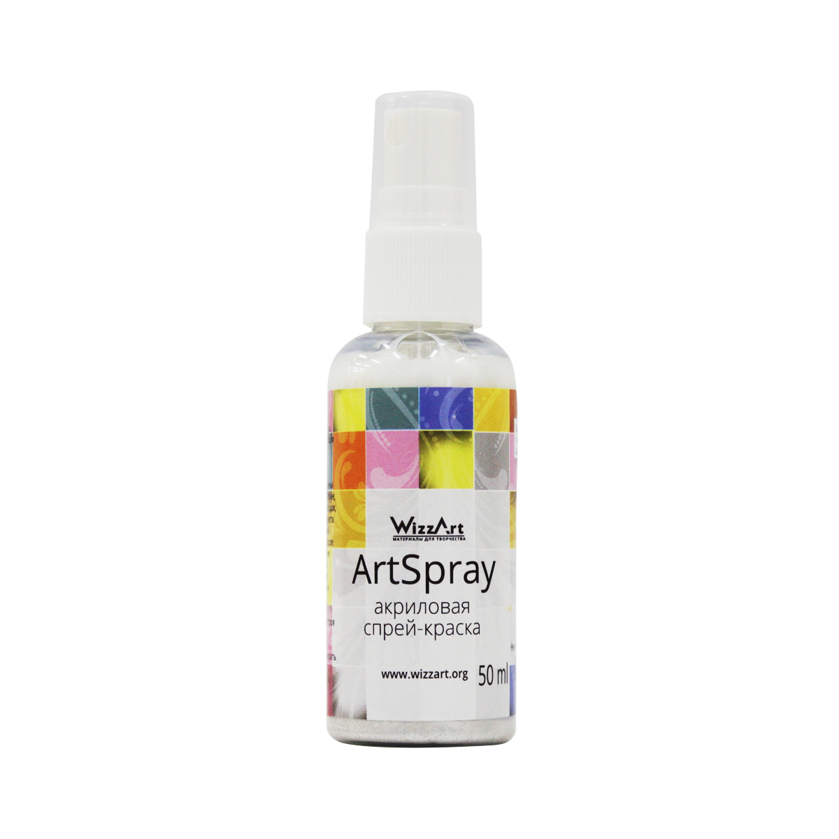 

Краска спрей акриловая во флаконе WizzArt ArtSpray 50 мл (снежный перламутровый), Белый