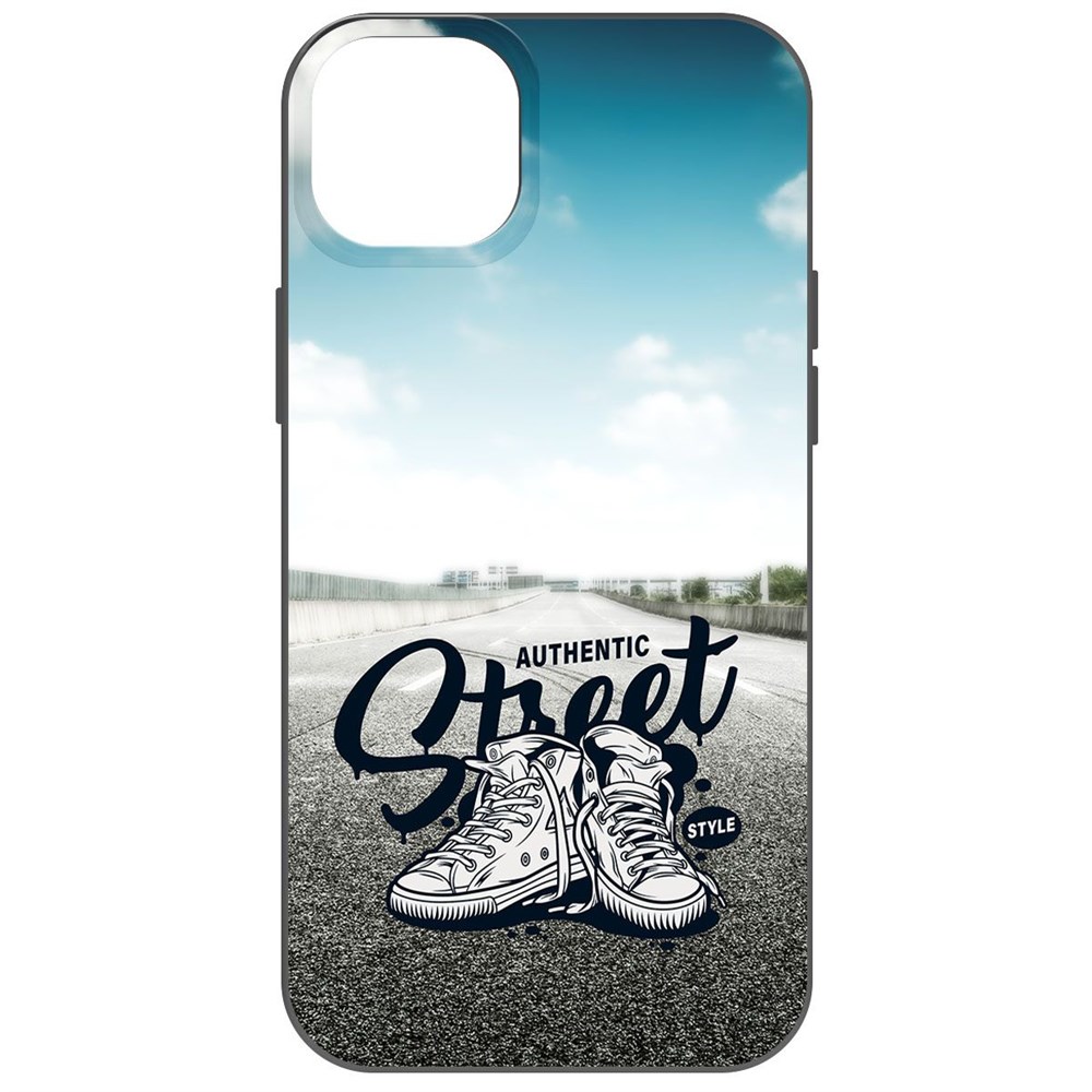 Чехол-накладка Krutoff Soft Case Кроссовки мужские Уличный стиль для iPhone 14 Plus черный