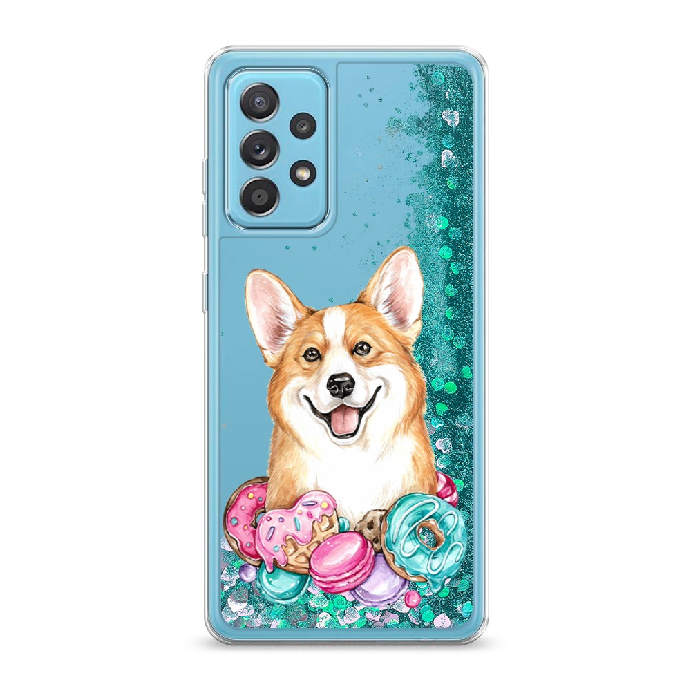 

Жидкий чехол с блестками "Корги и сладости" на Samsung Galaxy A52, 2102495-1