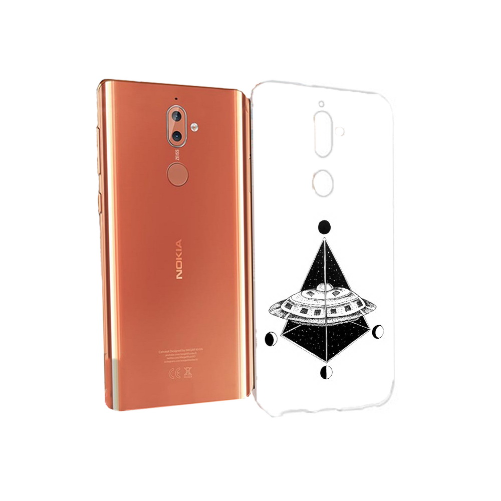 

Чехол MyPads Tocco для Nokia 9 черно белая летающая тарелка (PT126479.94.679), Прозрачный, Tocco