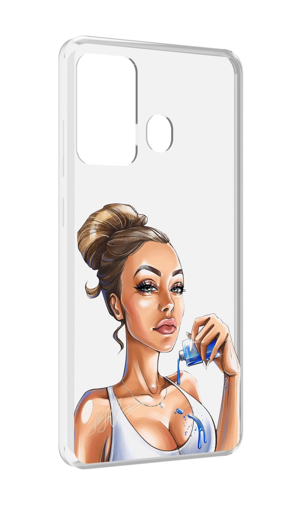 

Чехол MyPads девушка-пролила-краску женский для ITEL A27 / ITEL P17, Прозрачный, Tocco