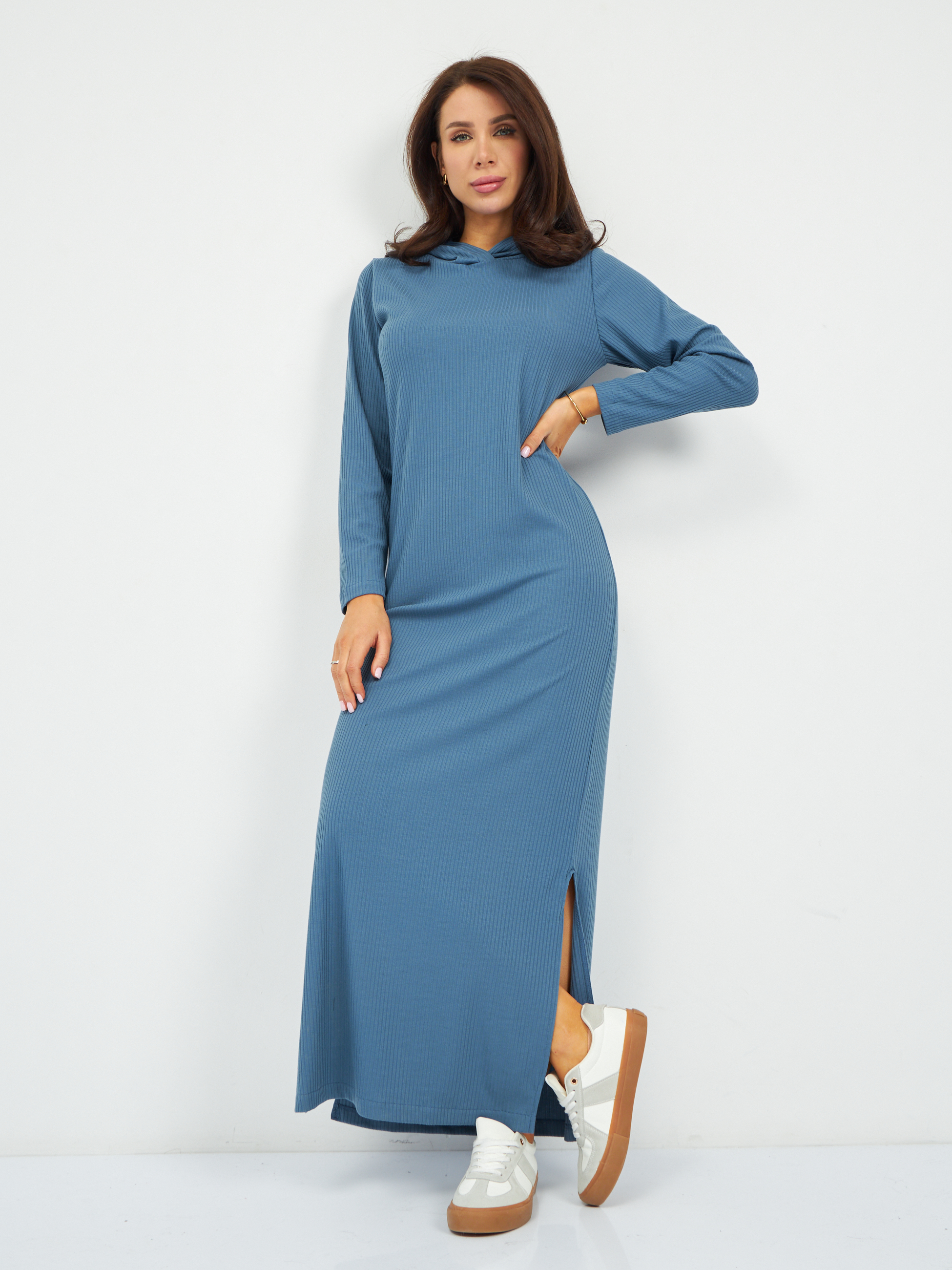 Платье женское EMANSIPE Капюшон386 синее 46 RU