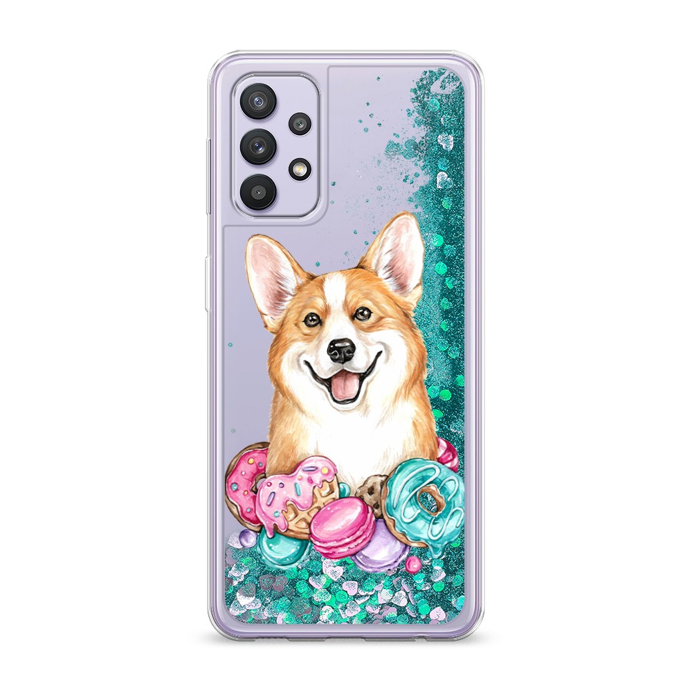 

Жидкий чехол с блестками "Корги и сладости" на Samsung Galaxy A32, 2102095-1