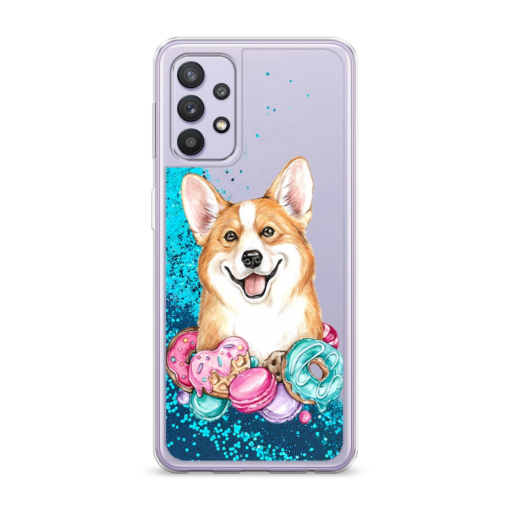 

Жидкий чехол с блестками "Корги и сладости" на Samsung Galaxy A32, 2102093-1