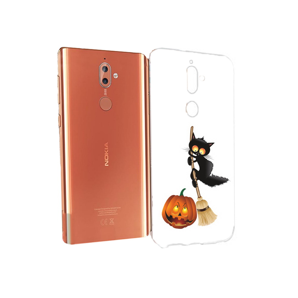 

Чехол MyPads Tocco для Nokia 9 хэлуинский котик (PT126479.94.667), Прозрачный, Tocco