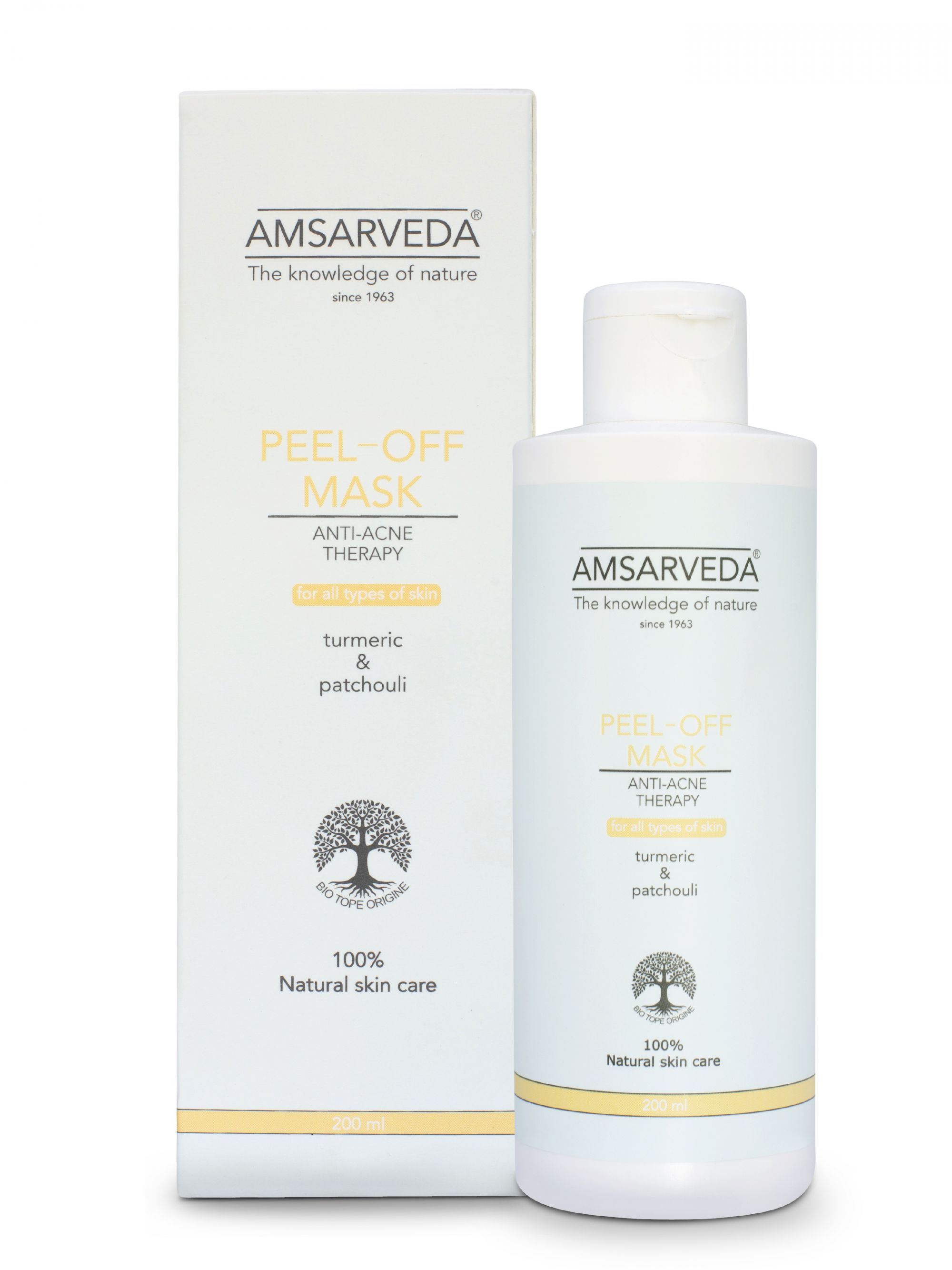 фото Маска-пленка отшелушивающая amsarveda анти-акне с куркумой и пачули peel off mask, 200 мл