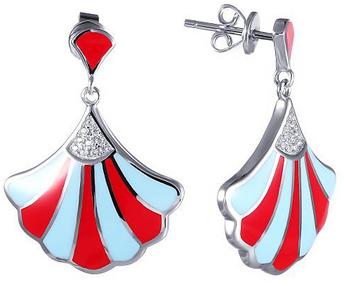 

Серьги женские из серебра Джей Ви SE10172AN1, эмаль/фианит, SE10172AN1