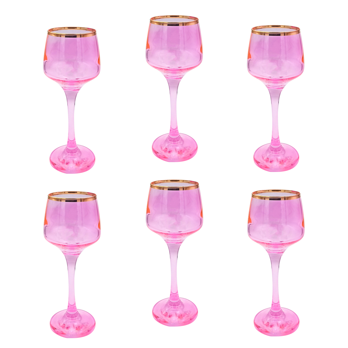 фото Набор стеклянных рюмок, 6 штук, 80 мл, цвет розовый прозрачный, marma mm-set-81