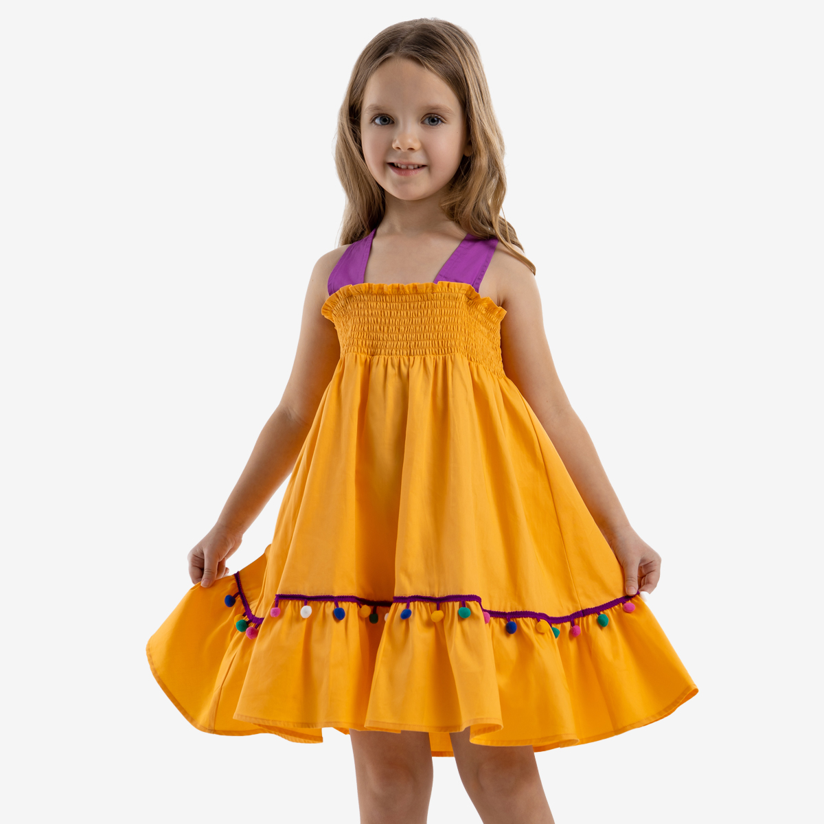 Платье детское Kapika JKGCD06-Y1, цвет желтый, размер 98
