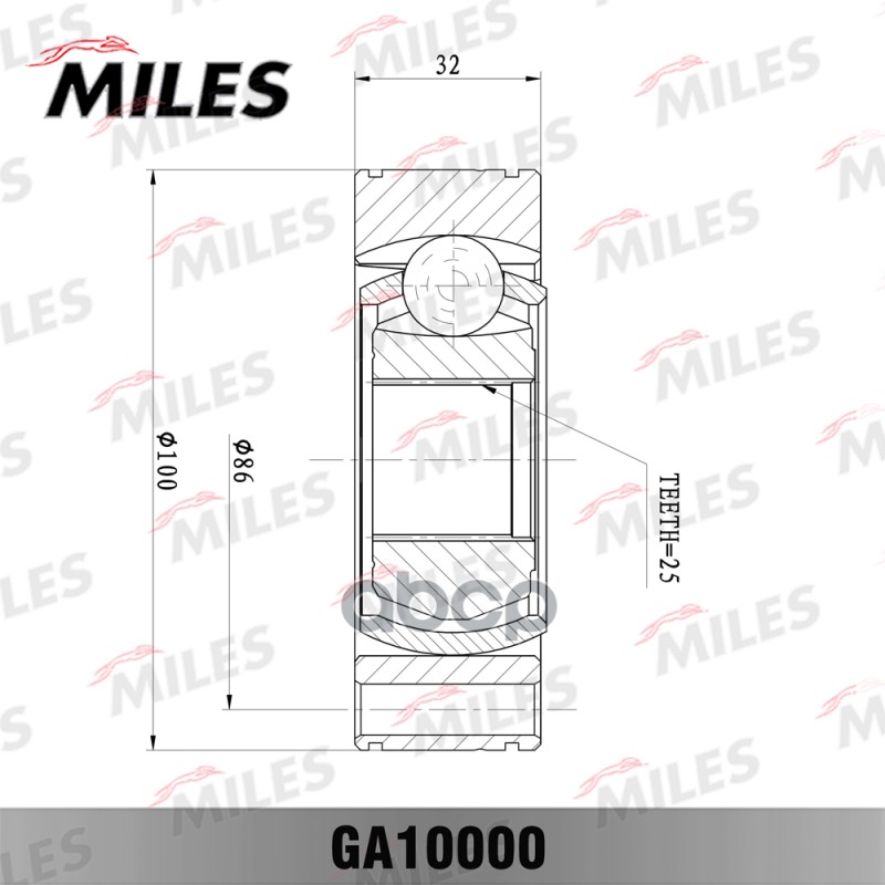 

Шрус Alfa Romeo 147/156/166/Fiat Brava/Bravo/Marea/Punto 1.2-2.4d 94-05 Внутр. Miles арт., GA10000