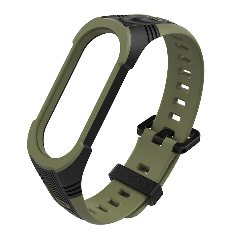 

Ремешок Mijobs Silica Gel-Color для Xiaomi Mi Band 5 / Mi Band 5 NFC (хаки/черный), Silica Gel-Color