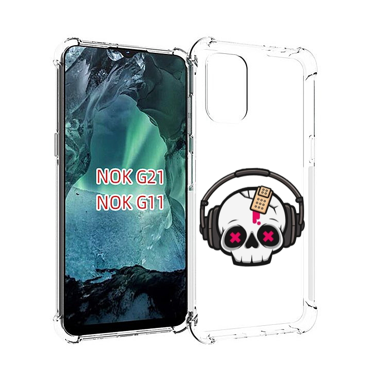 

Чехол Mypads Черепок В Наушниках Для Nokia G11/G21, Прозрачный, Tocco