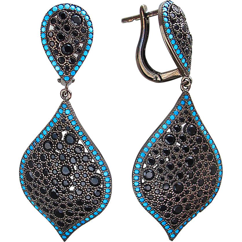 

Серьги женские из серебра Эстет 01С2510054Ч, фианит/бирюза, 01С2510054Ч