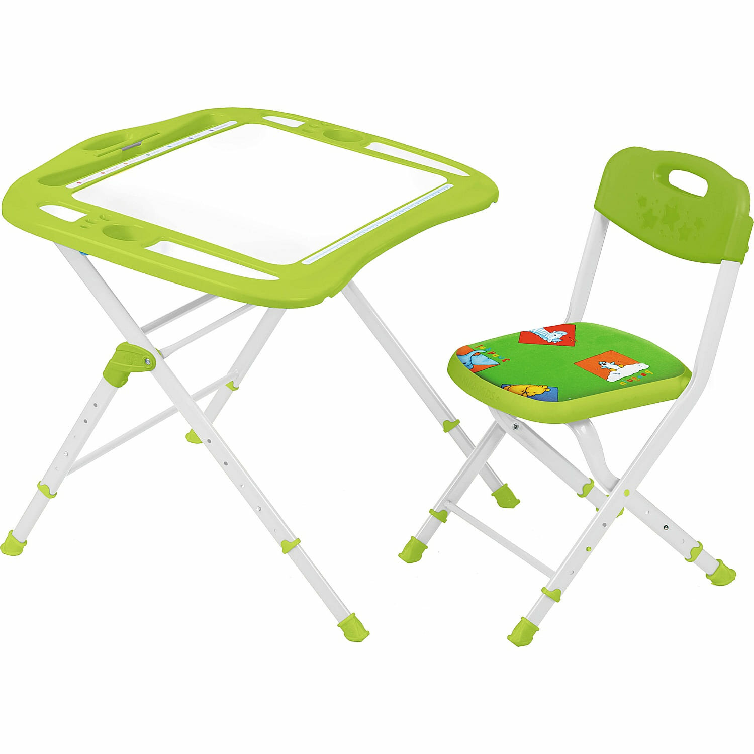 фото Комплект "растущей" складной детской мебели inhome, развивающий столик и стульчик, зеленый
