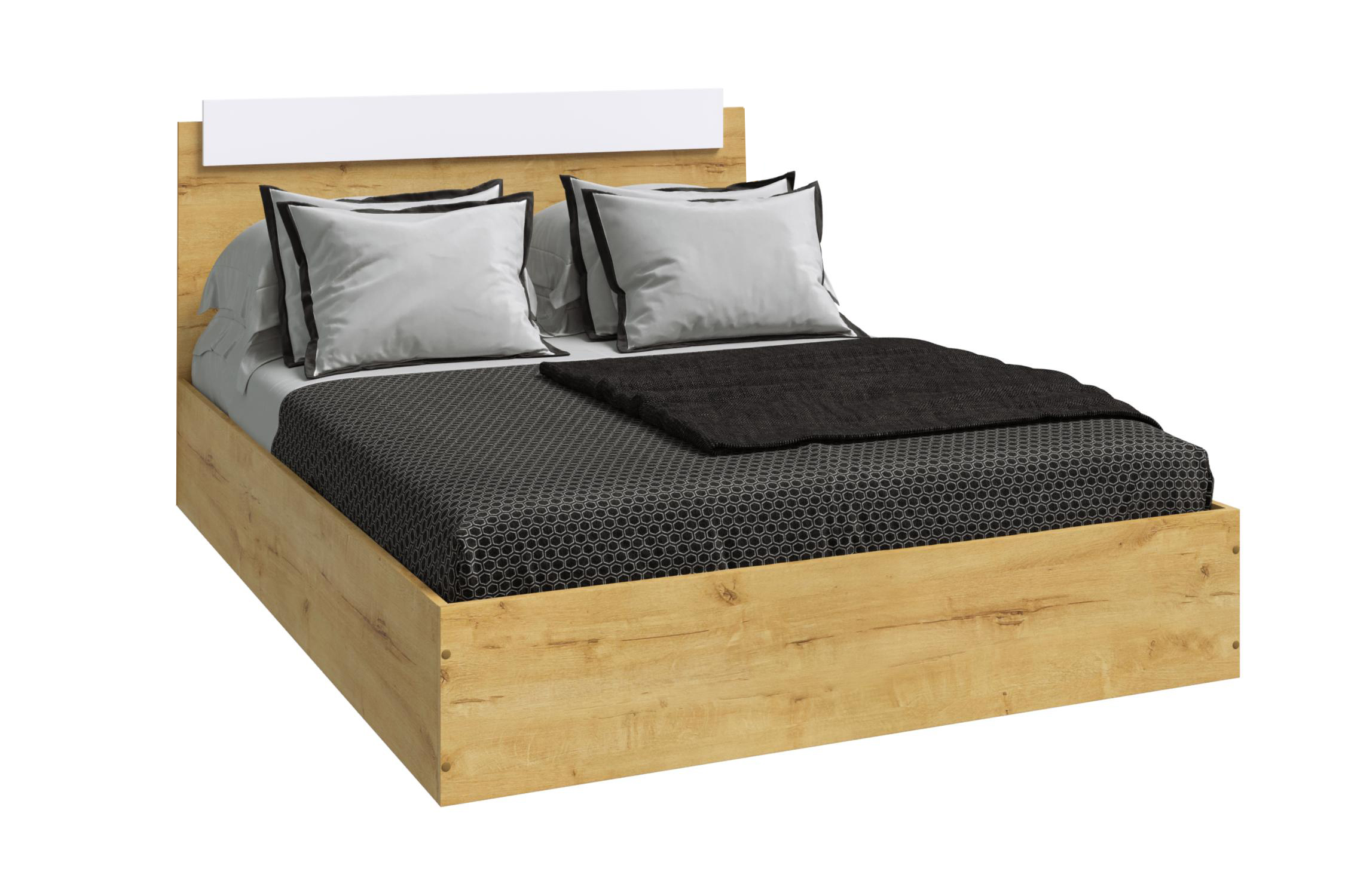 Кровать НОНТОН Эко 140х200 см дуб вотан белый 7690₽