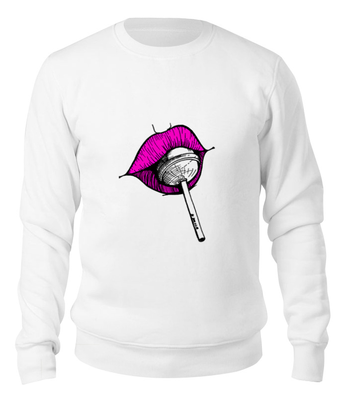 

Свитшот унисекс Printio Pink lips белый XS, Pink lips