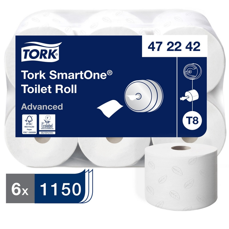 Туалетная бумага Tork Advanced SmartOne 2 сл, белая, 6 шт