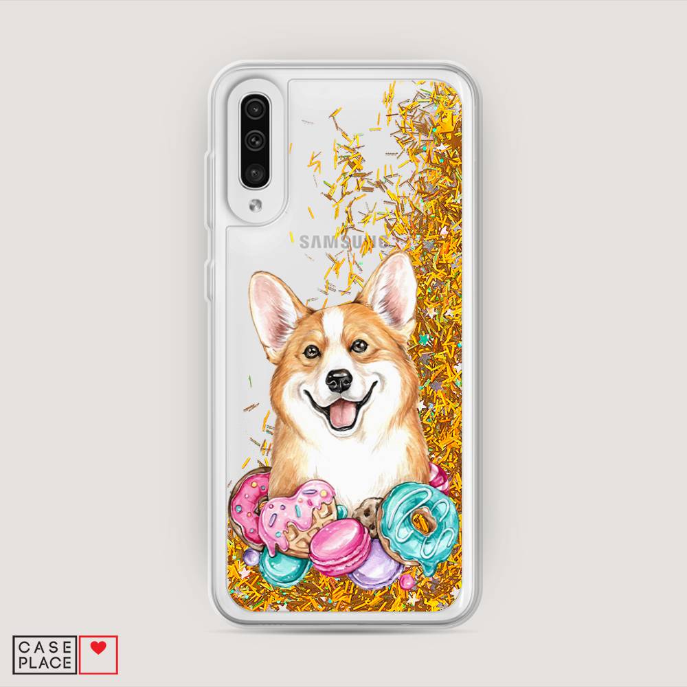 

Жидкий чехол с блестками "Корги и сладости" на Samsung Galaxy A30s, 28890-1