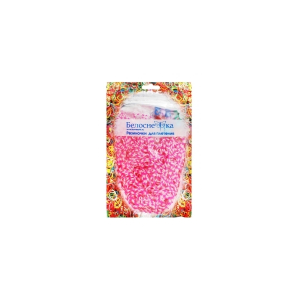 Резиночки Белоснежка, цвет: белый + розовый, 1000 штук