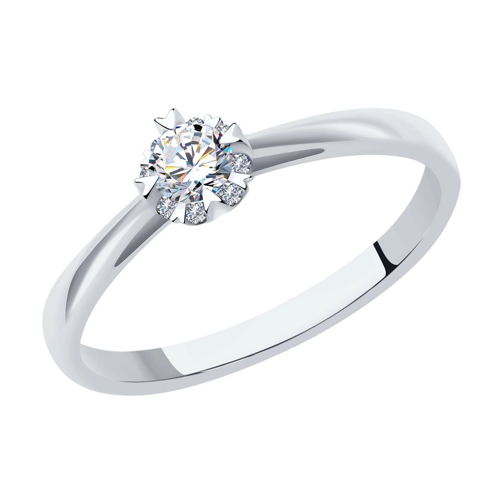 Кольцо помолвочное из белого золота с бриллиантом р. 16 SOKOLOV Diamonds 1011462
